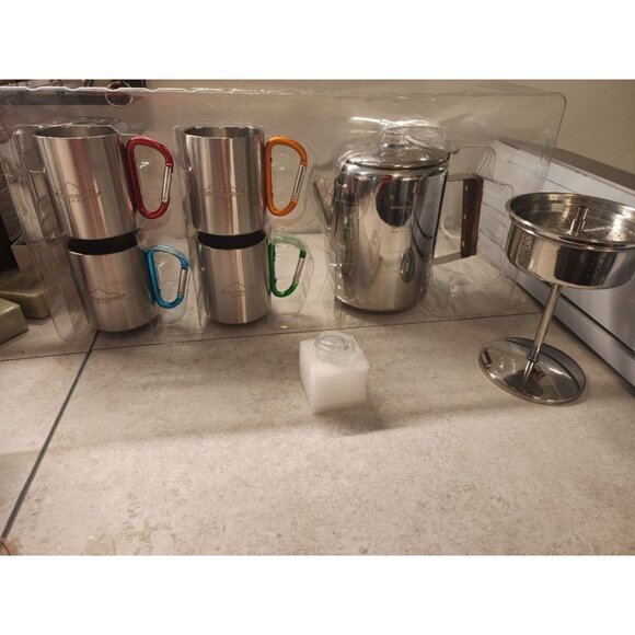Alpine Mountain Gear 9 cup Percolator 5-Piece Stainless Steel Coffee Set - Picture 8 of 12